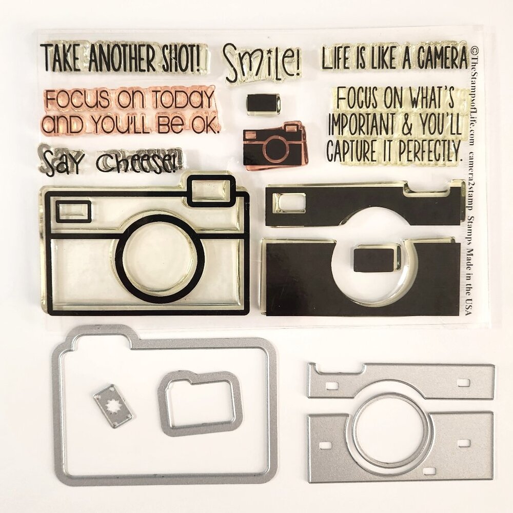 #61 Stamp & Die Set Camera, Photo, Encouragement, Smile Picture Card Making